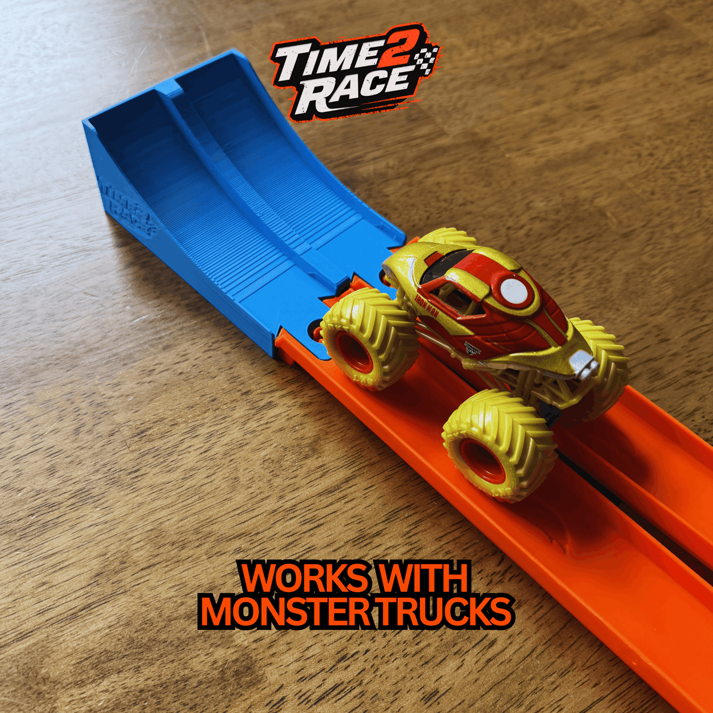 Monster Truck Jump Kit for Speed Snap Track| Hot Wheels Compatible | Dual Lane Start Gate + Clamp + Ramp