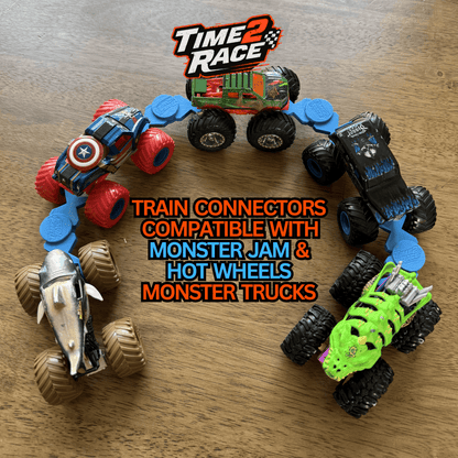 Monster Truck Train Connectors (4pc) - Universal Train Adapters for Hot Wheels and Monster Jam (4 Pack)