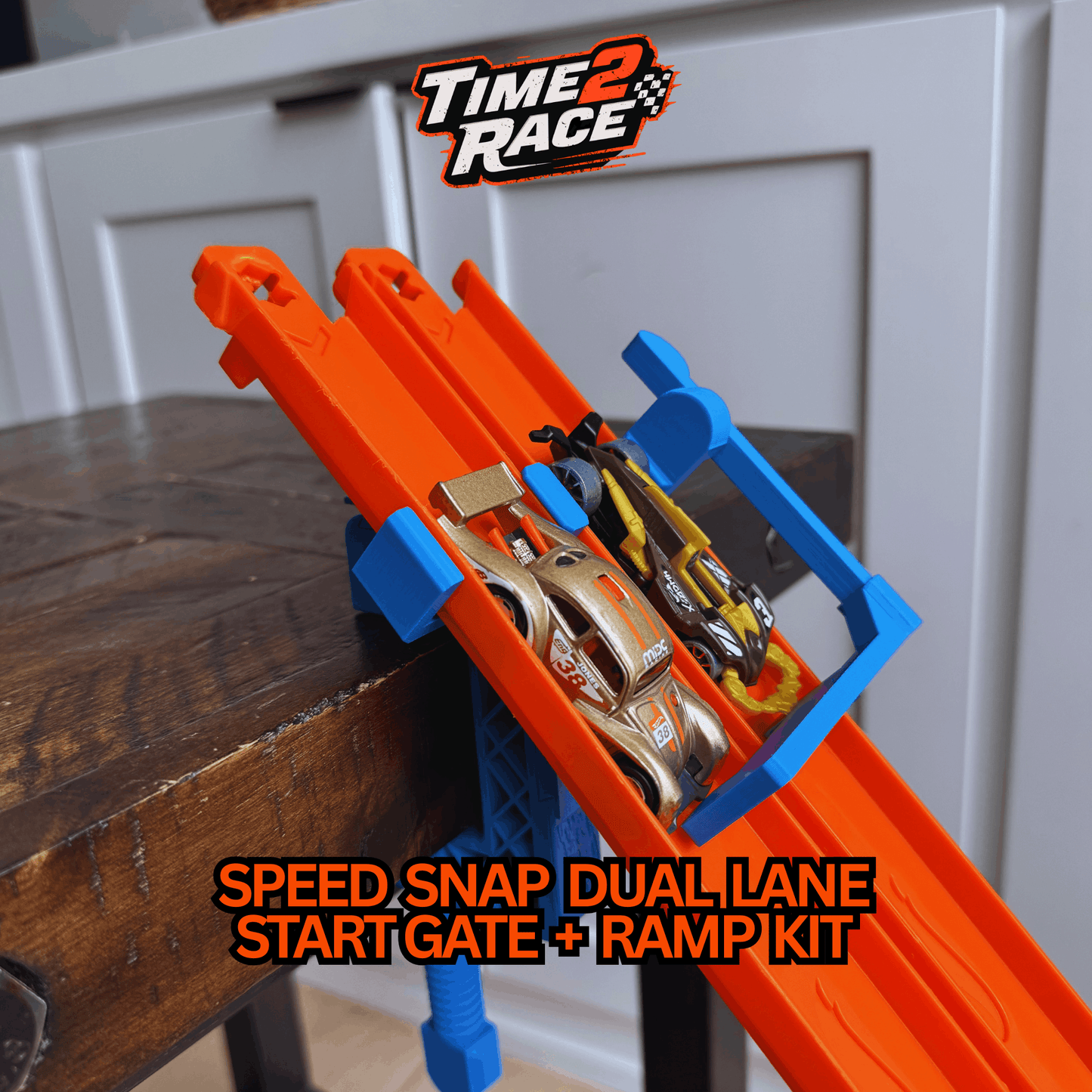 Monster Truck Jump Kit for Speed Snap Track| Hot Wheels Compatible | Dual Lane Start Gate + Clamp + Ramp