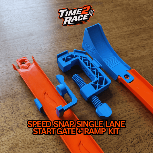 Speed Snap Track Single Lane Start Gate + Clamp + Ramp Kit | Hot Wheels Compatible