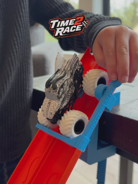 Monster Truck Jump Kit for Speed Snap Track| Hot Wheels Compatible | Dual Lane Start Gate + Clamp + Ramp