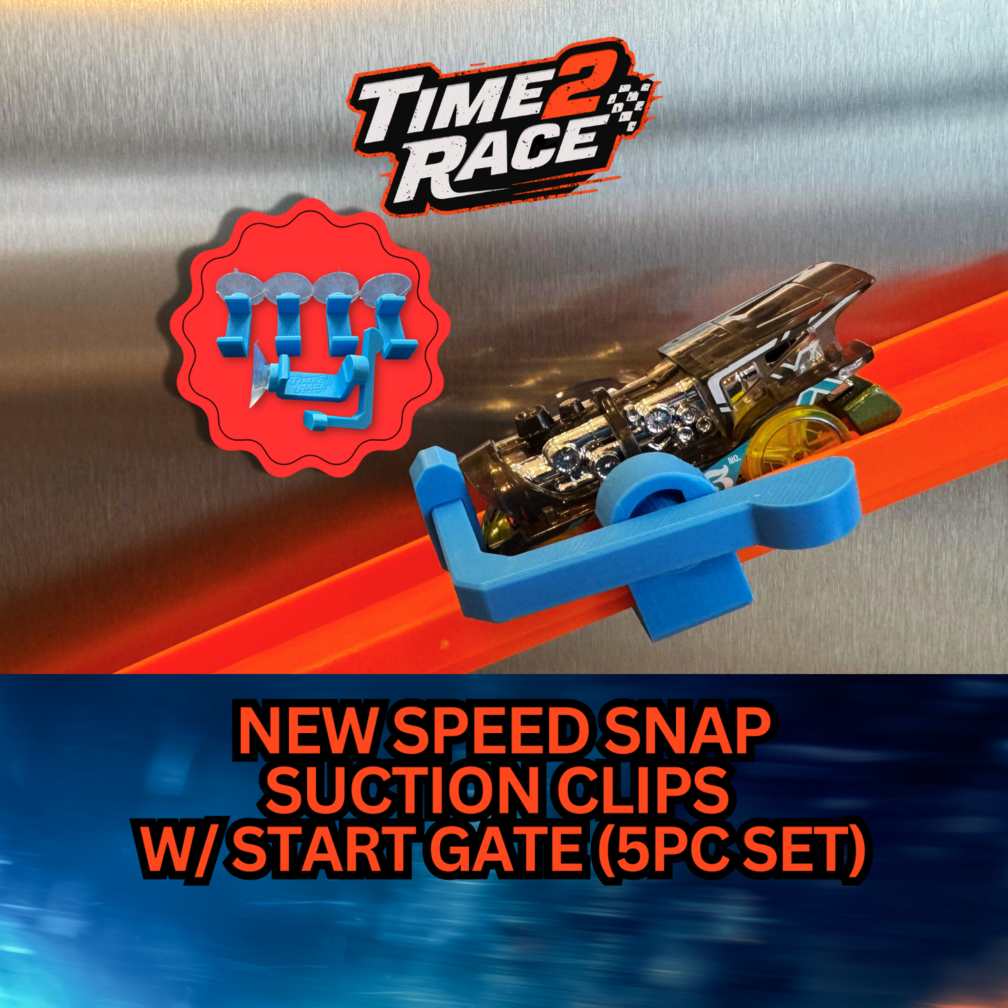 Speed Snap Suction Cup Track Mounts with Start Gate for New Hot Wheels Tracks